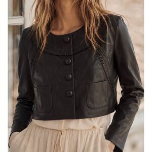 Andersen & Lauth Reykjavik Leather Jacket 38 Black Moto Icelandic Anthropologie